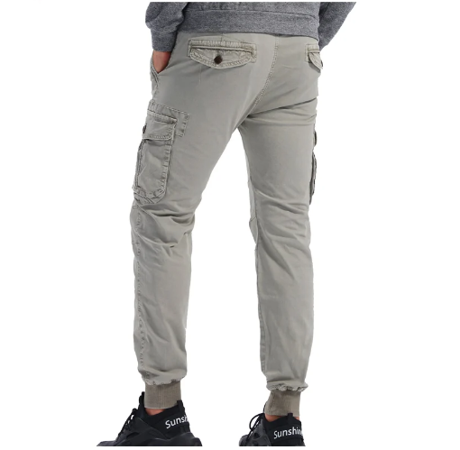 Men's Slim Fit Cargo Pants with Cuffed Hem