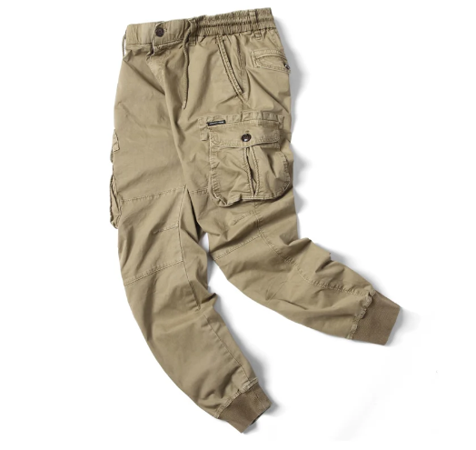 Men's Slim Fit Cargo Pants with Cuffed Hem