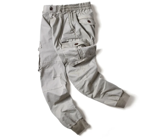Men's Slim Fit Cargo Pants with Cuffed Hem
