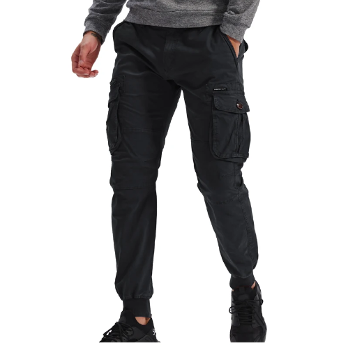 Men's Slim Fit Cargo Pants with Cuffed Hem