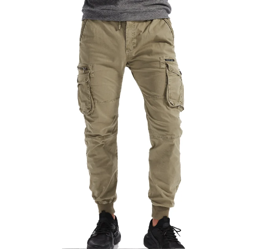 Men's Slim Fit Cargo Pants with Cuffed Hem
