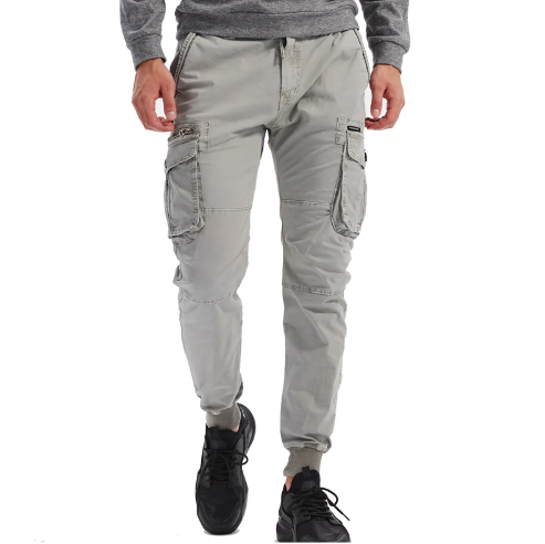 Men's Slim Fit Cargo Pants with Cuffed Hem