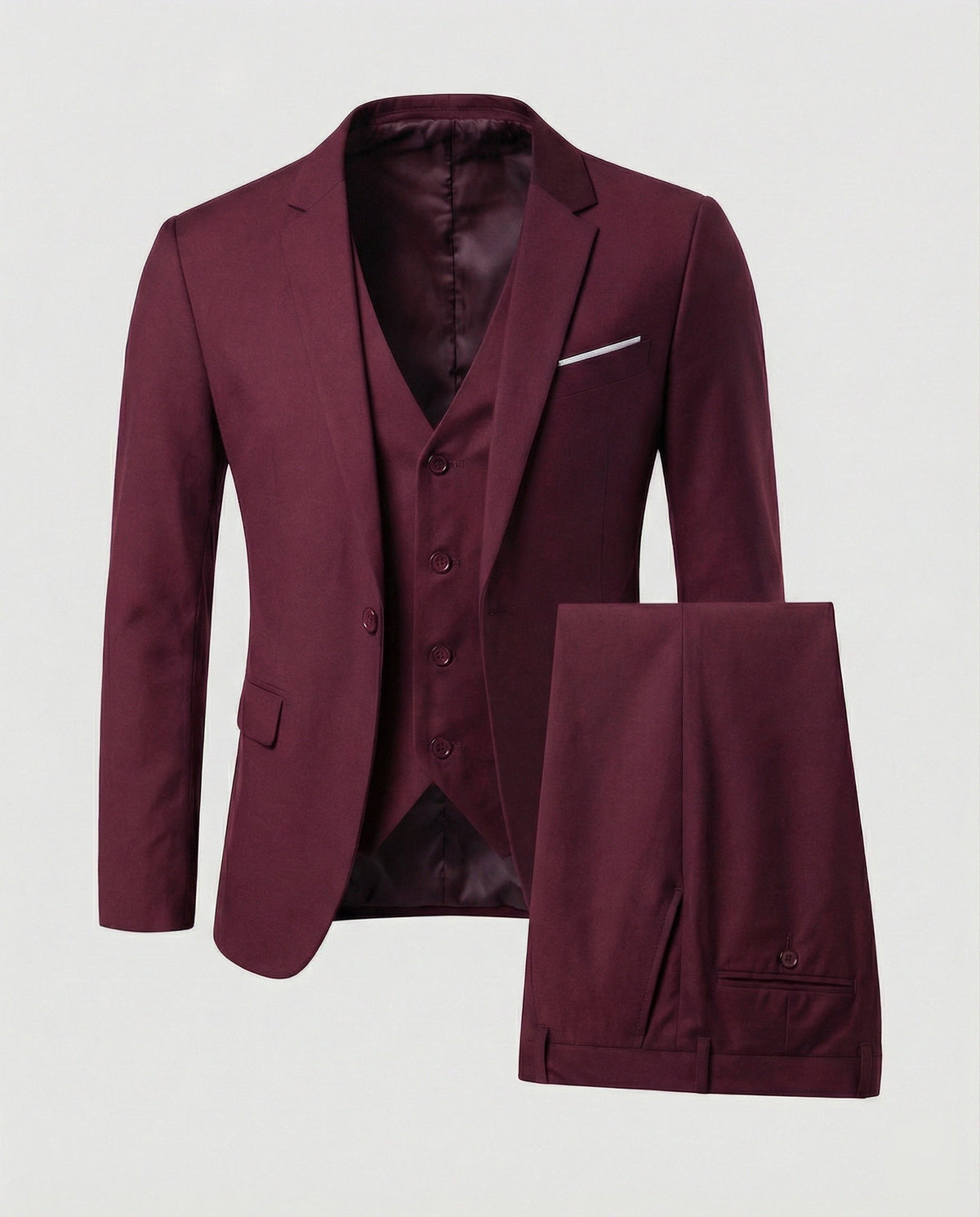 Men's Slim Fit Three-Piece Suit with Vest
