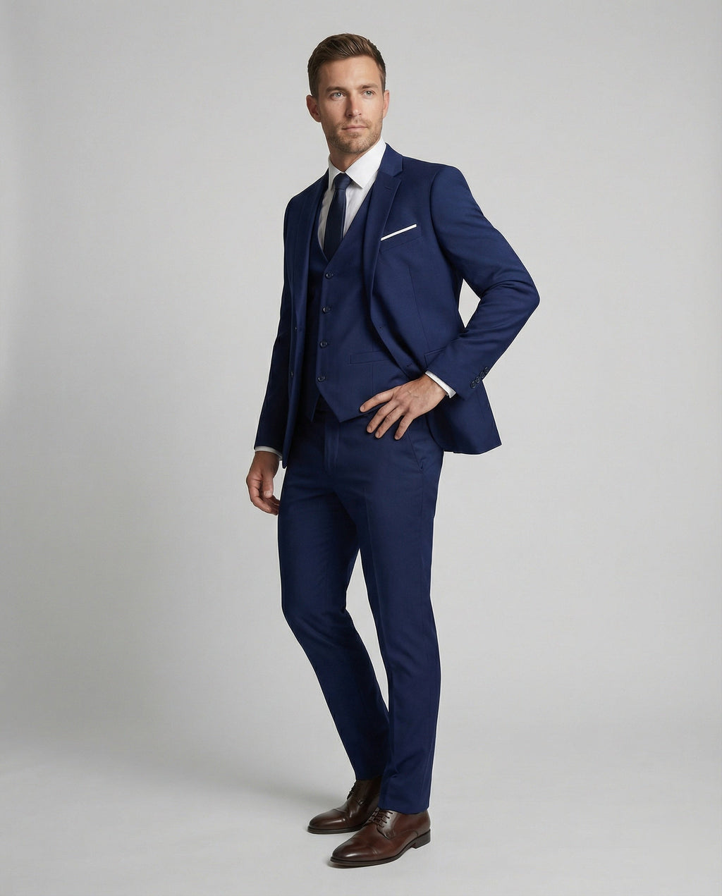 Men's Slim Fit Three-Piece Suit with Vest