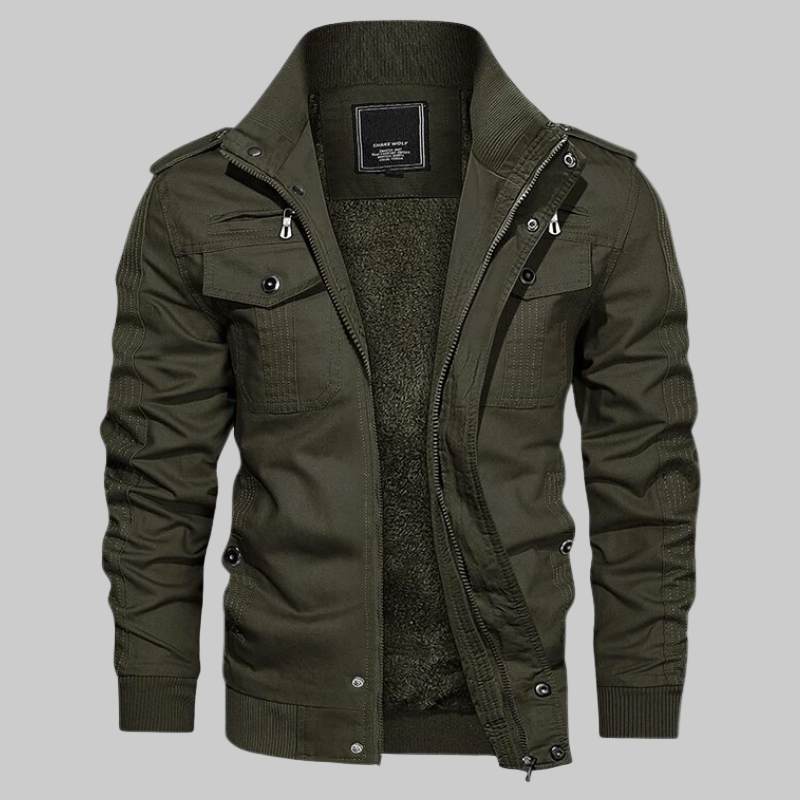 Men's Slim-Fit Fleece Lined Military Winter Jacket
