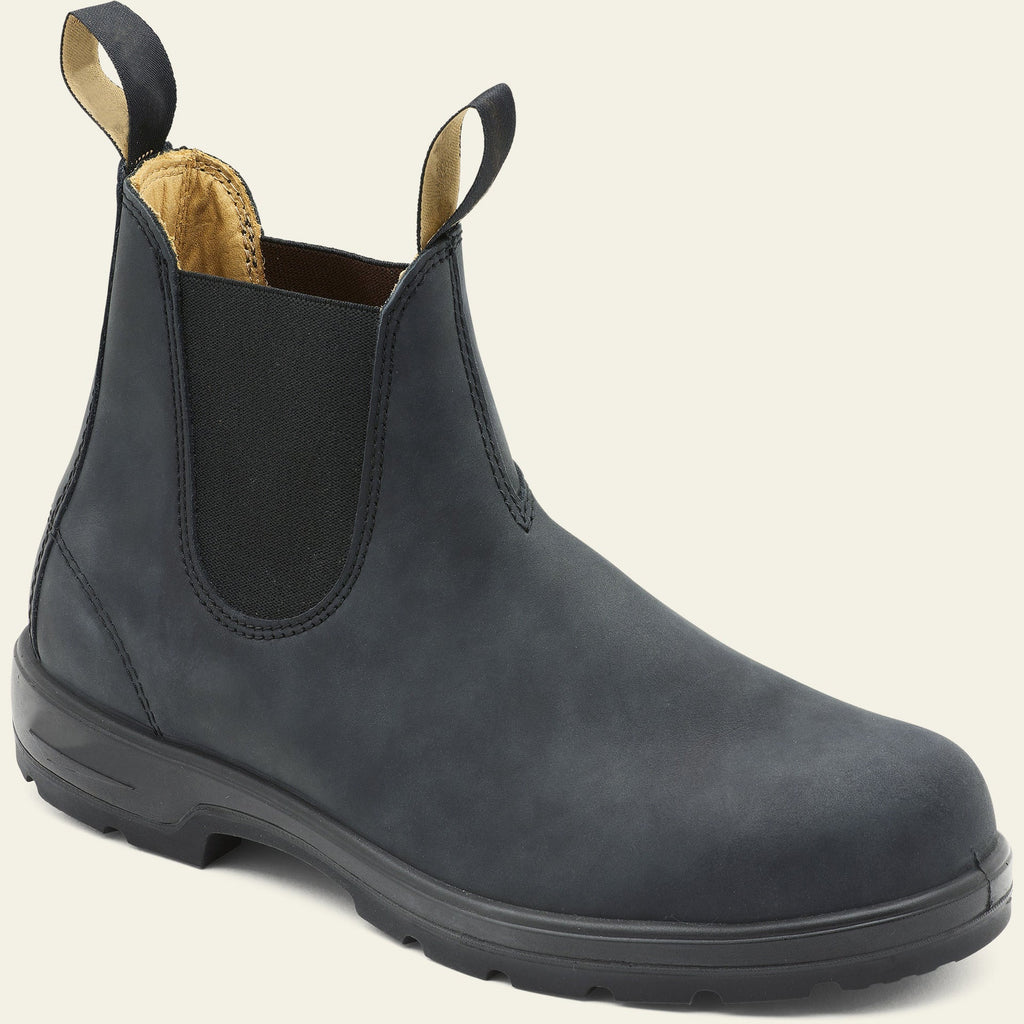 Men's Faux Leather Pull-On Chelsea Boots with Lug Sole