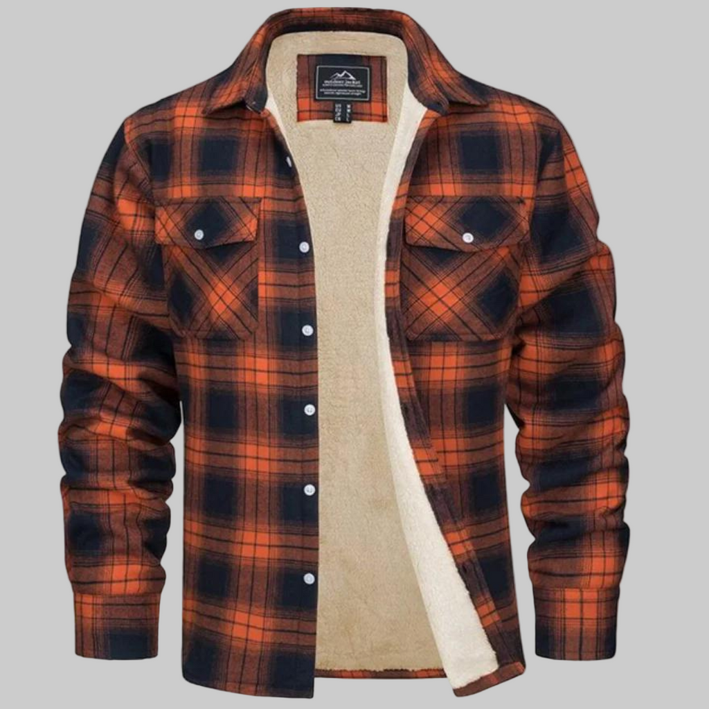 Men's Plaid Sherpa Lined Winter Shirt Jacket