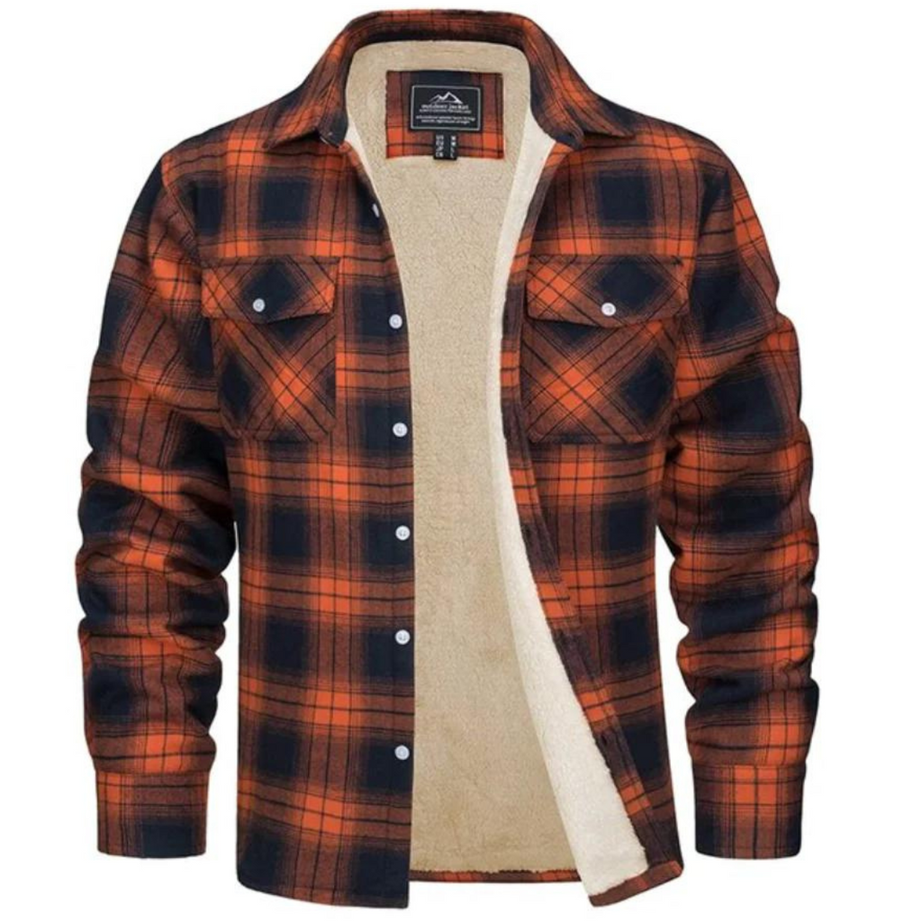 Men's Plaid Sherpa Lined Winter Shirt Jacket