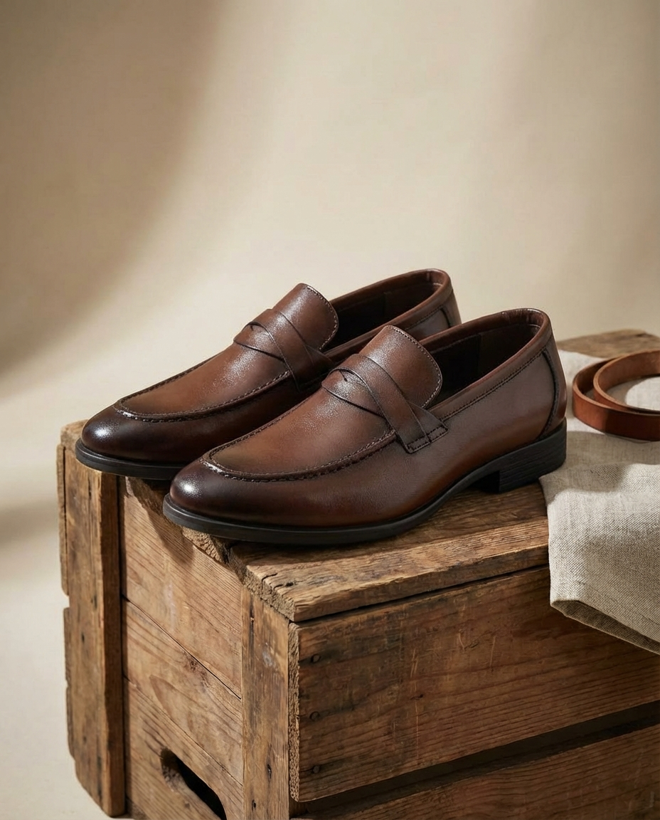 Men's Faux Leather Penny Strap Dress Loafers