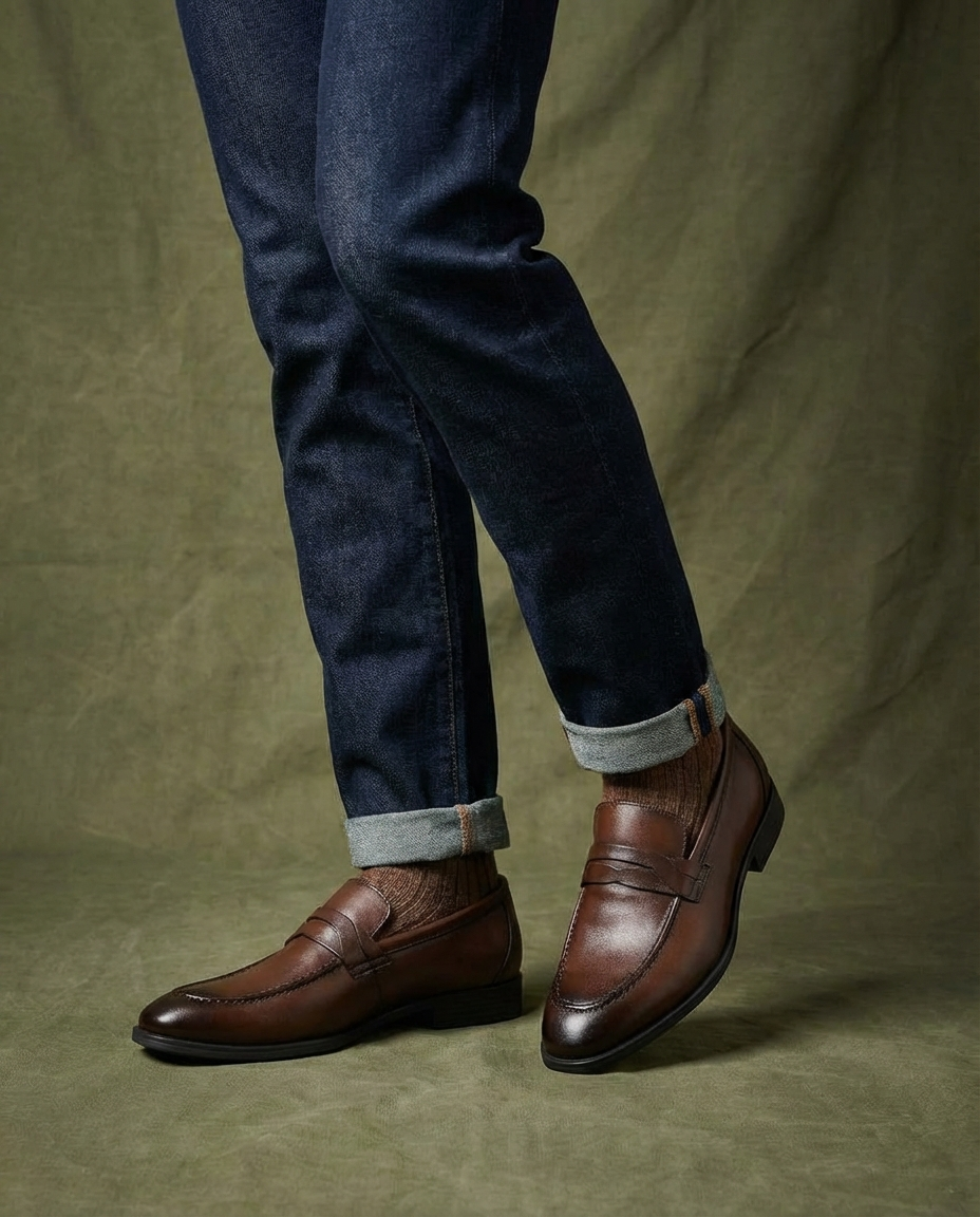 Men's Faux Leather Penny Strap Dress Loafers