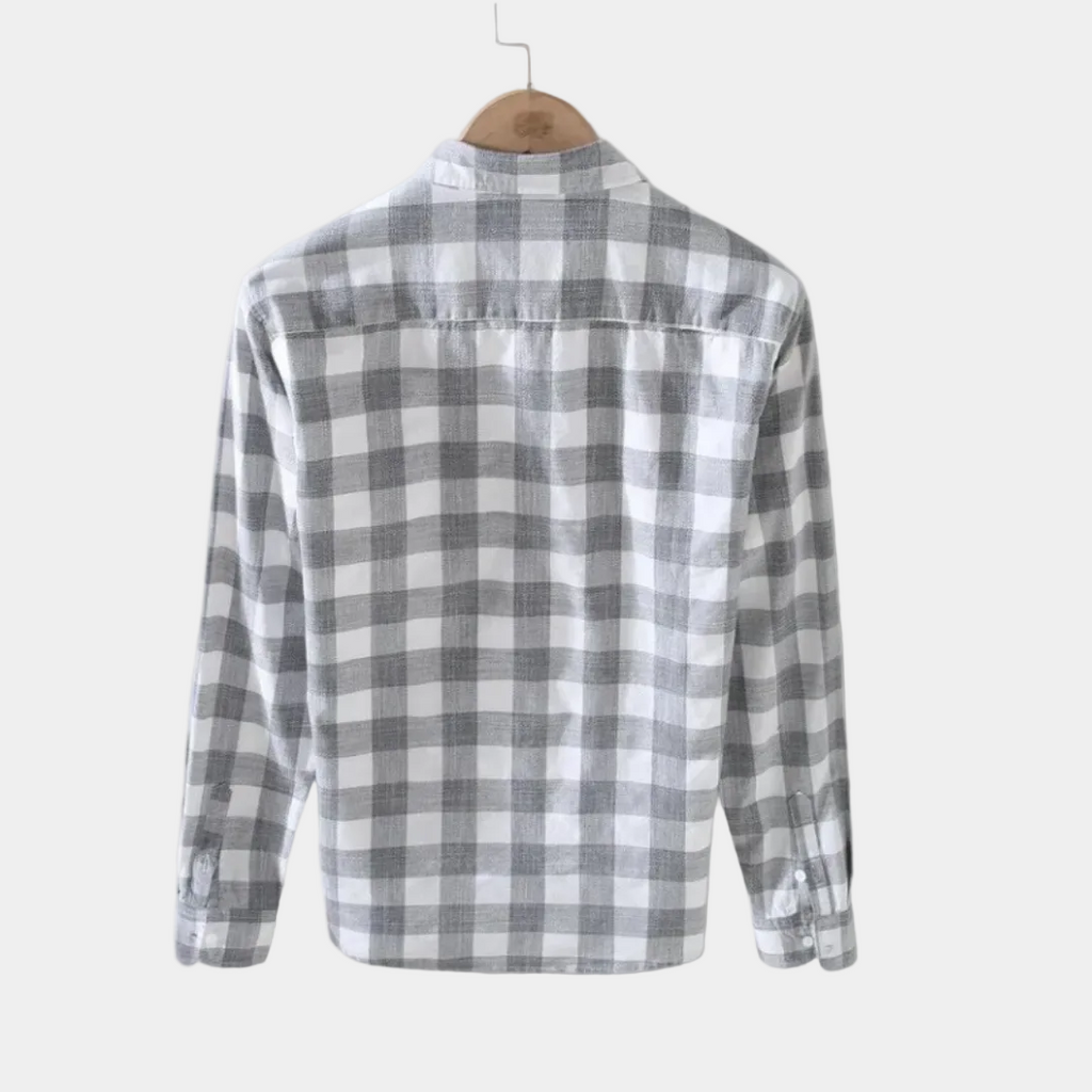 Men's Gingham Check Long-Sleeve Button-Down Shirt