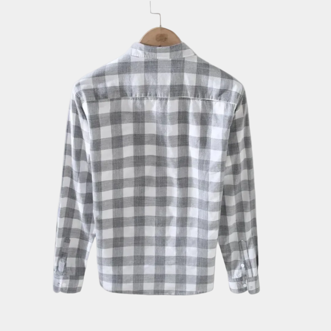 Men's Gingham Check Long-Sleeve Button-Down Shirt