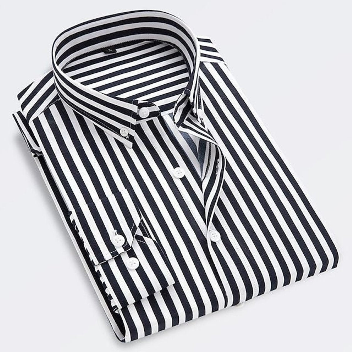 Men's Striped Long Sleeve Button-Down Shirt