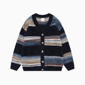 Men's Striped V-Neck Button Cardigan Sweater