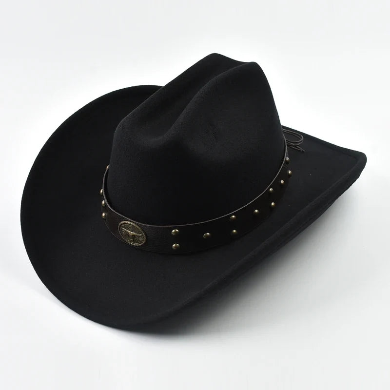Men's Studded Wide Brim Western Cowboy Hat