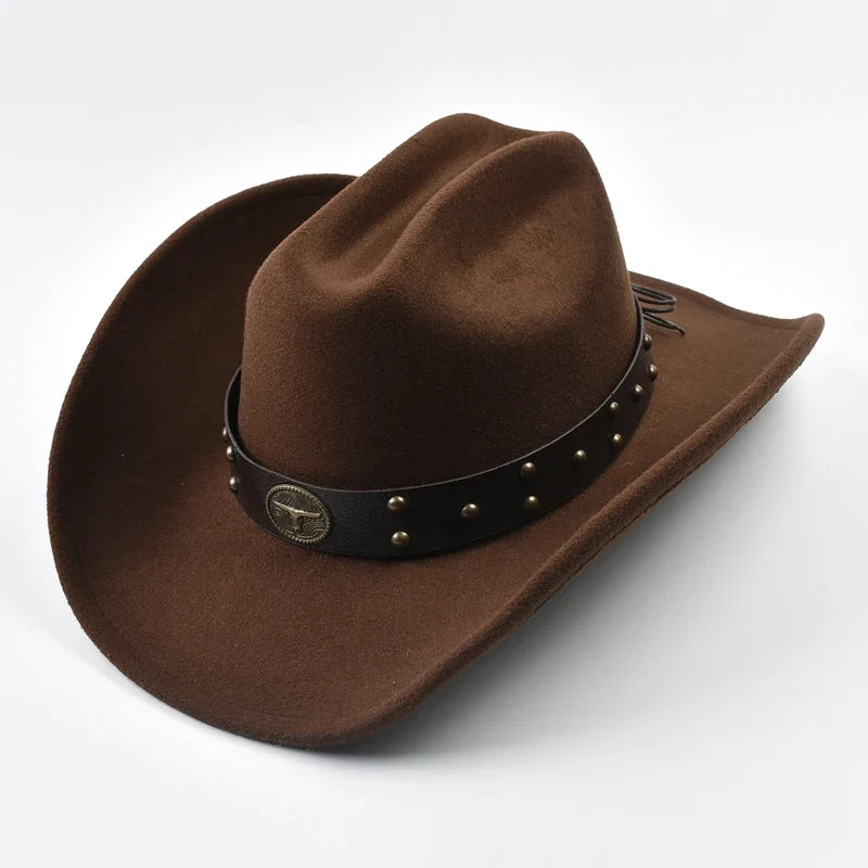 Men's Studded Wide Brim Western Cowboy Hat