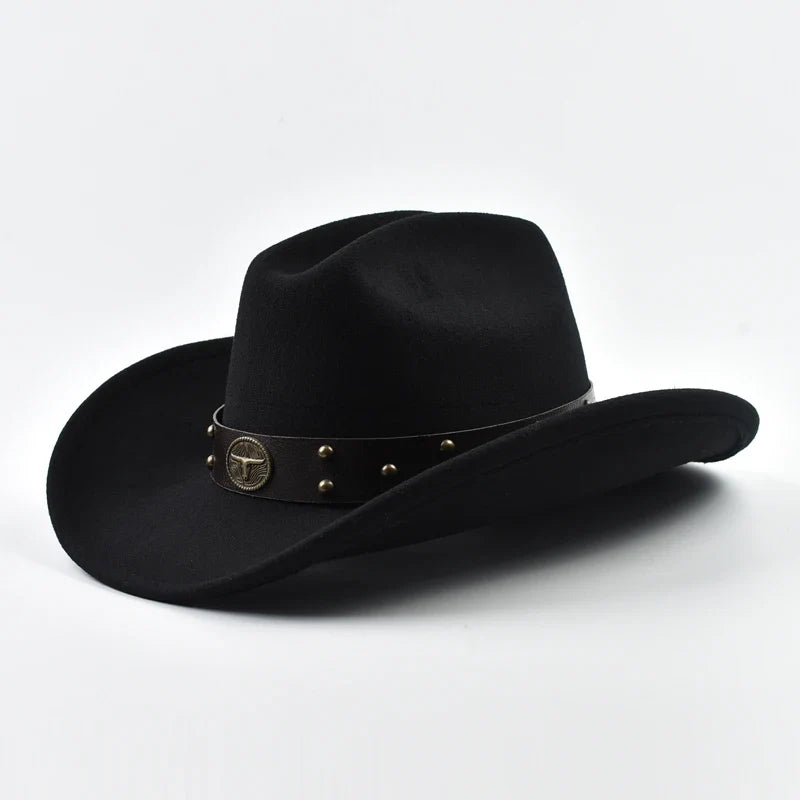 Men's Studded Wide Brim Western Cowboy Hat