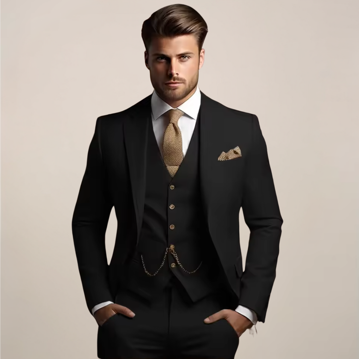 Men's Tailored Three-Piece Formal Suit