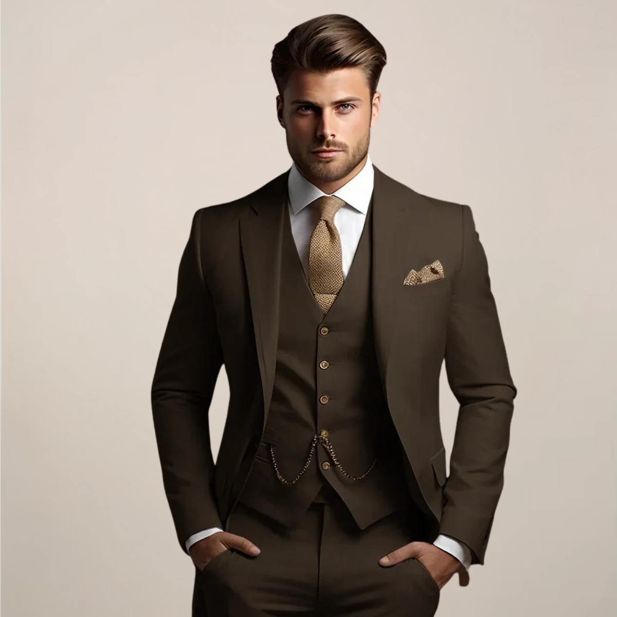 Men's Tailored Three-Piece Formal Suit