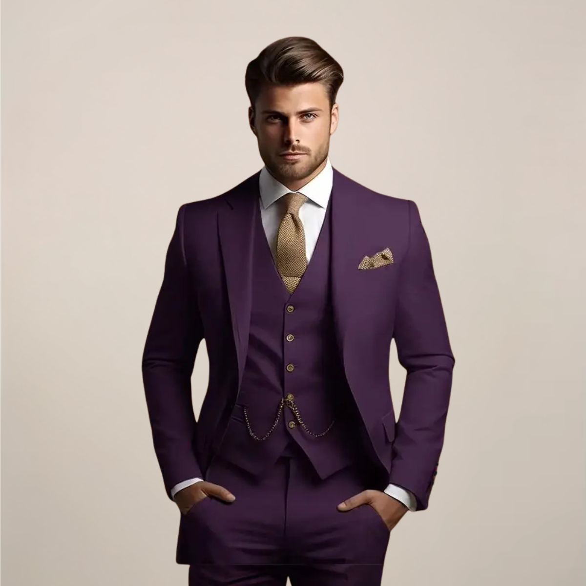 Men's Tailored Three-Piece Formal Suit