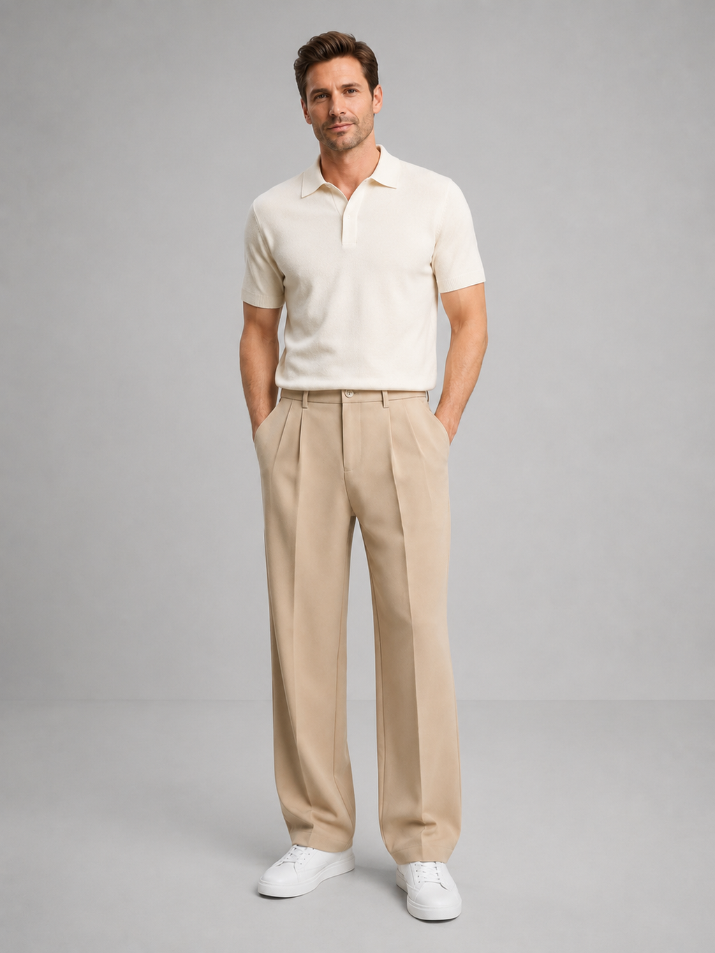 Men's Pleated Straight-Leg Dress Pants