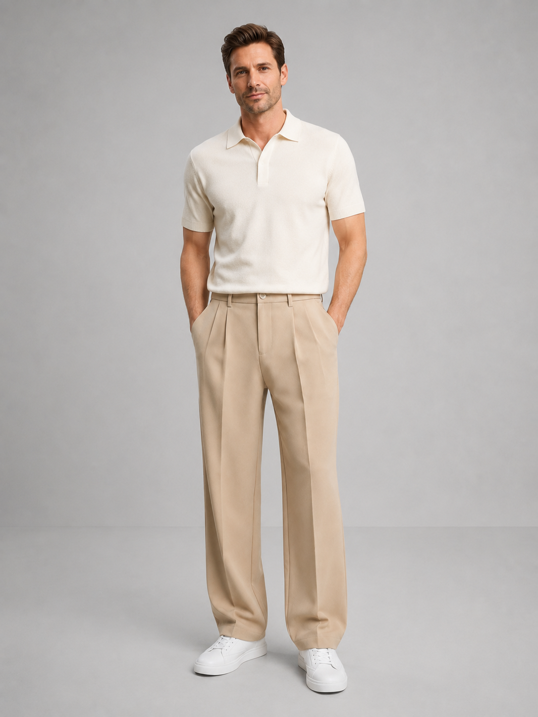 Men's Pleated Straight-Leg Dress Pants