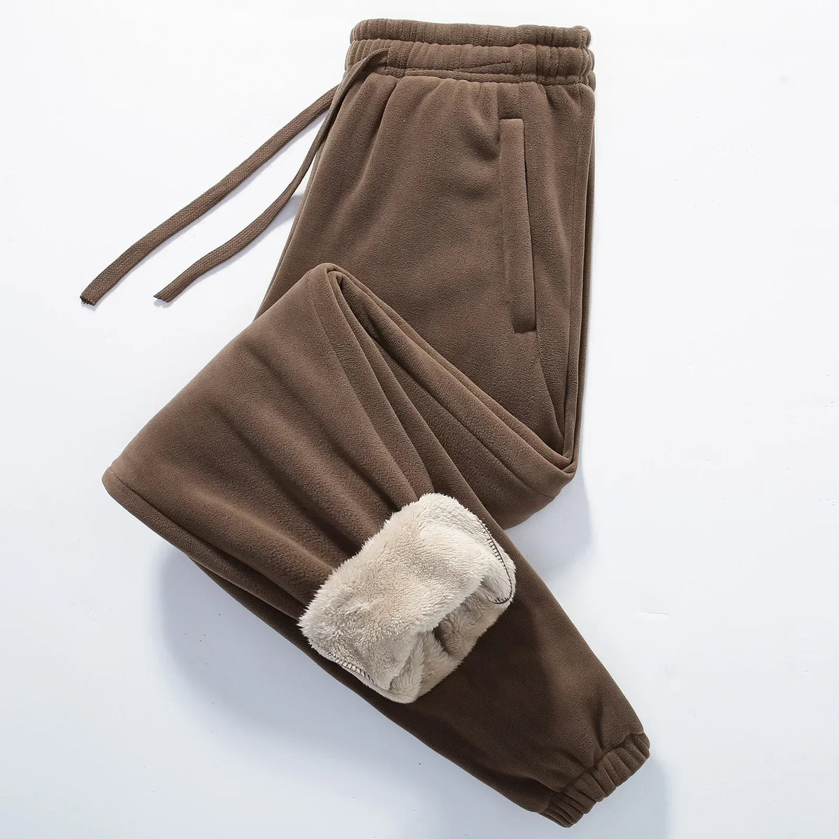 Men's Plush Lined Tapered Jogger Sweatpants with Drawstring
