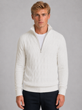 Men's Textured Knit Quarter-Zip Sweater