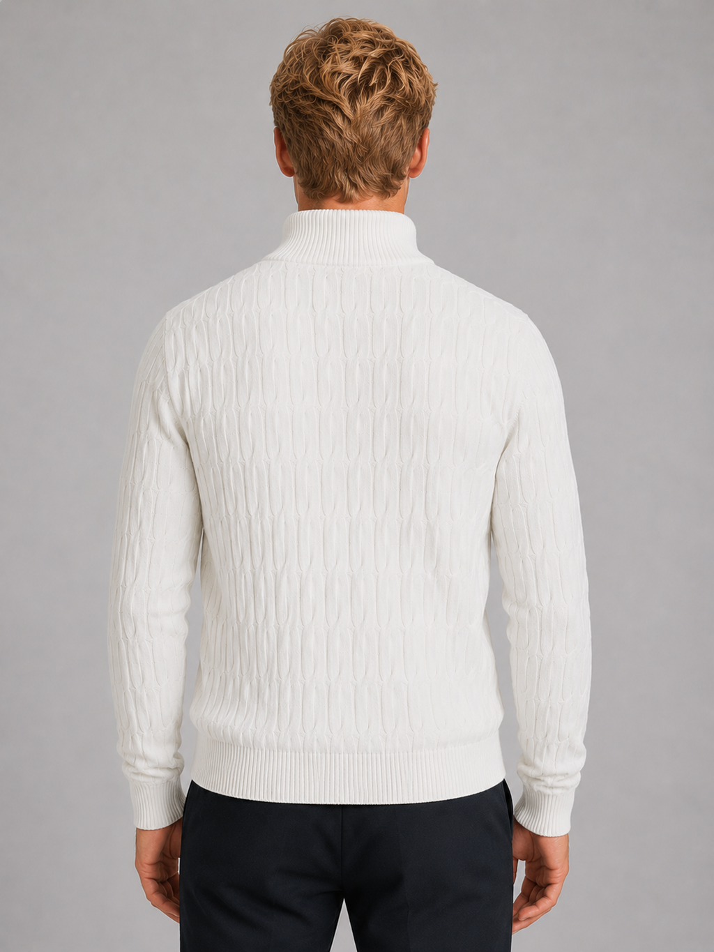 Men's Textured Knit Quarter-Zip Sweater