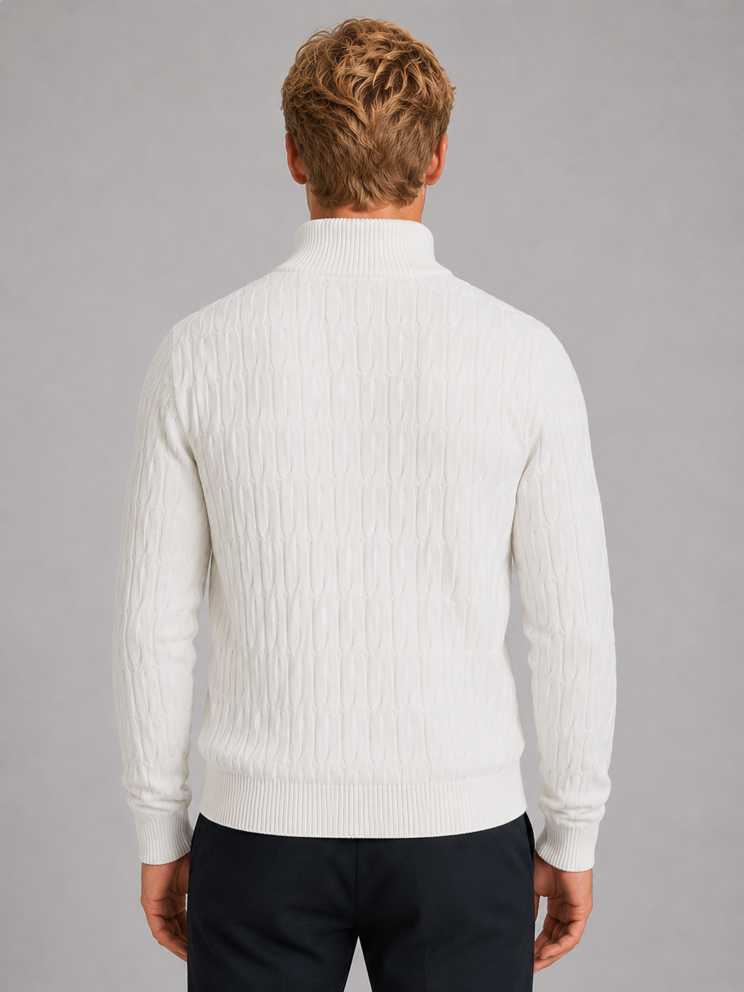 Men's Textured Knit Quarter-Zip Sweater