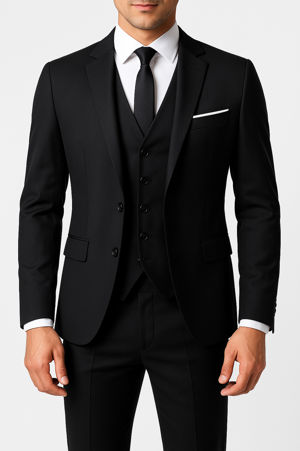 Men's Three-Piece Tailored Suit with Vest