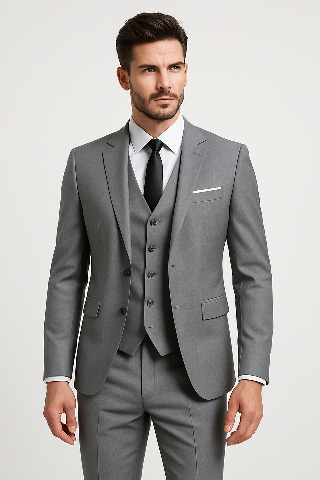 Men's Three-Piece Tailored Suit with Vest