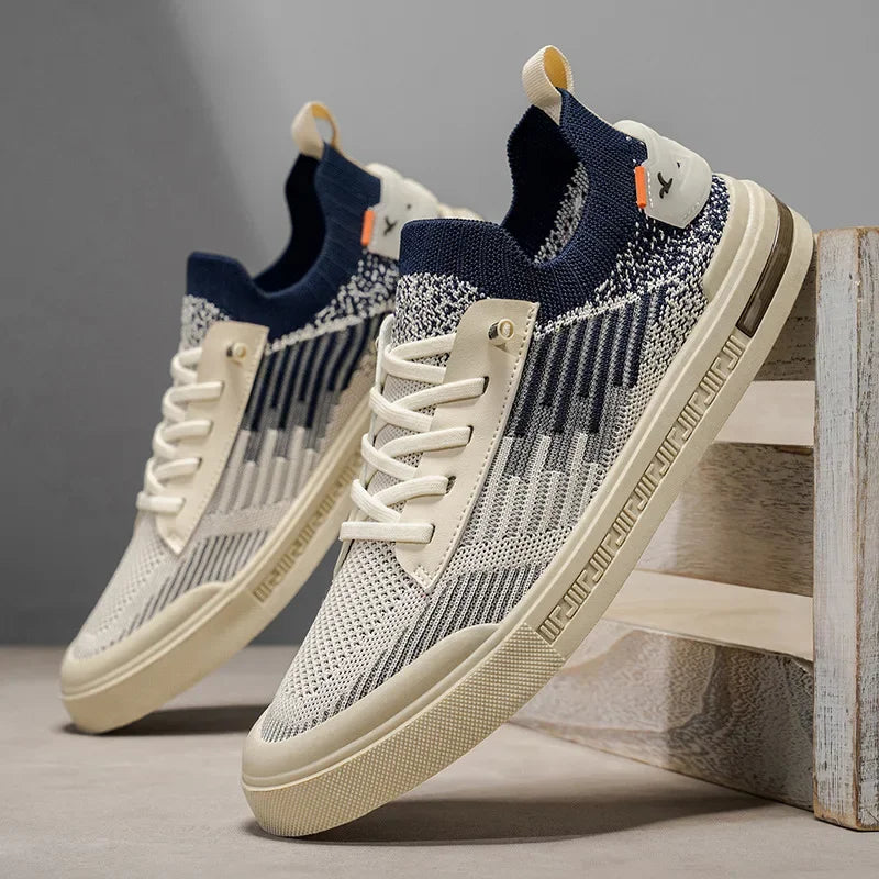 Men's Two-Tone Knit Lace-Up Sneakers