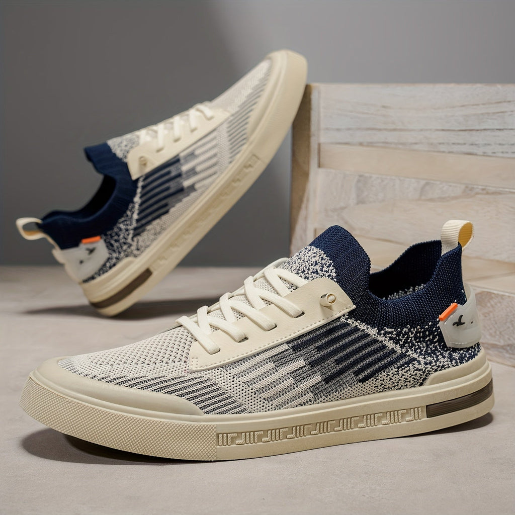Men's Two-Tone Knit Lace-Up Sneakers