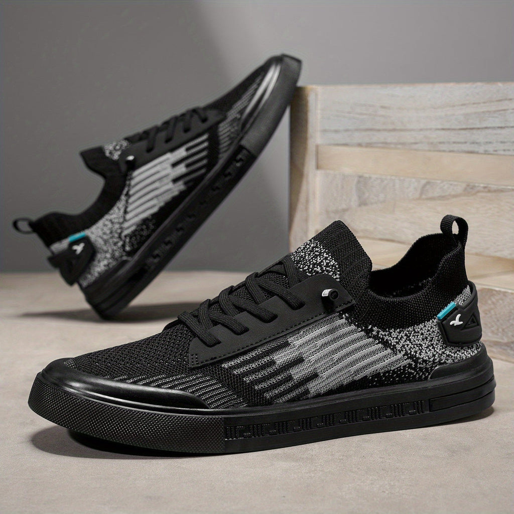 Men's Two-Tone Knit Lace-Up Sneakers