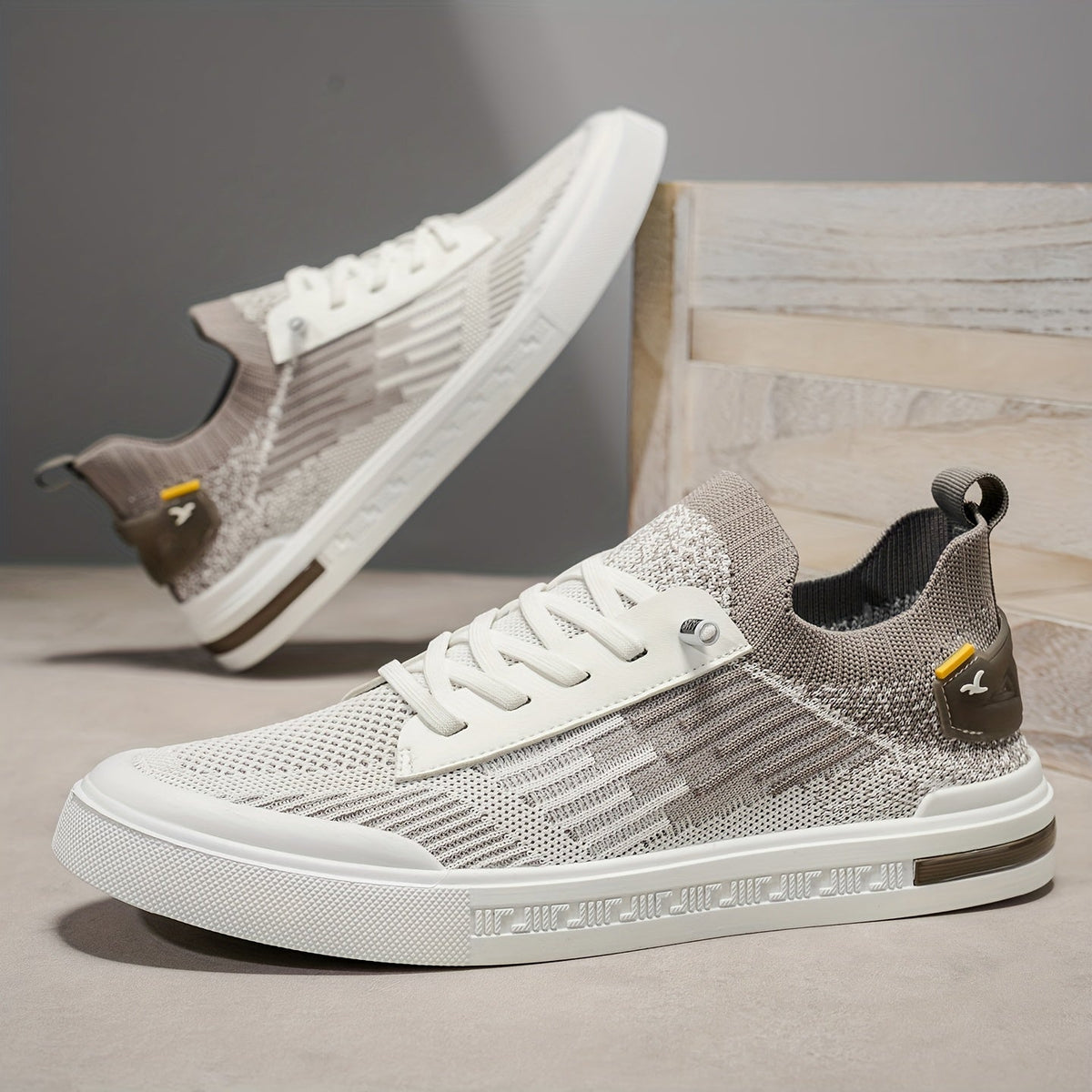 Men's Two-Tone Knit Lace-Up Sneakers