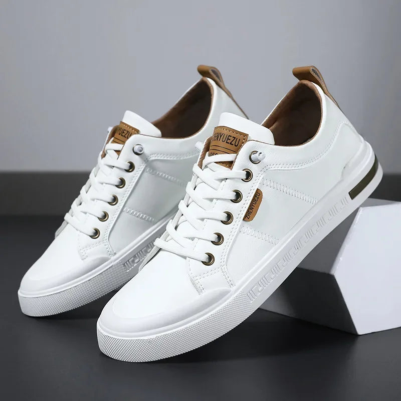 Men's Two-Tone Faux Leather Low-Top Lace-Up Sneakers