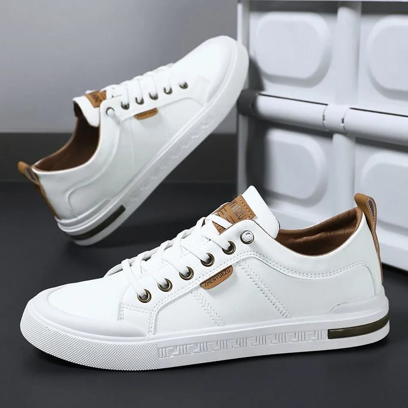 Men's Two-Tone Faux Leather Low-Top Lace-Up Sneakers