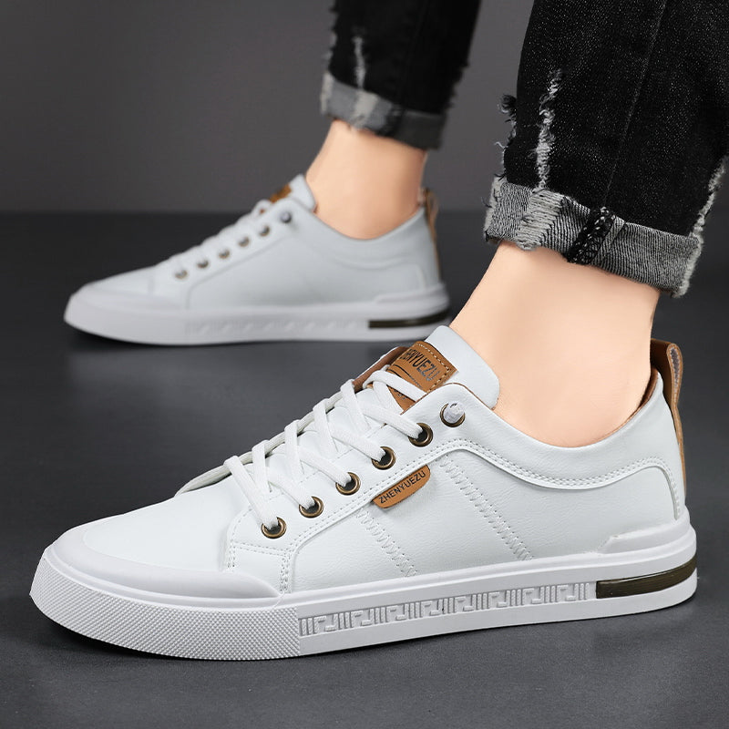 Men's Two-Tone Faux Leather Low-Top Lace-Up Sneakers