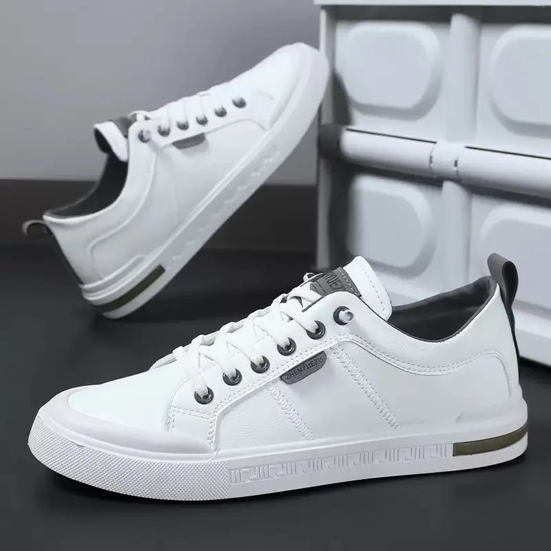 Men's Two-Tone Faux Leather Low-Top Lace-Up Sneakers