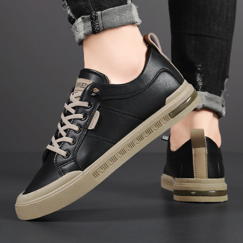 Men's Two-Tone Faux Leather Low-Top Lace-Up Sneakers