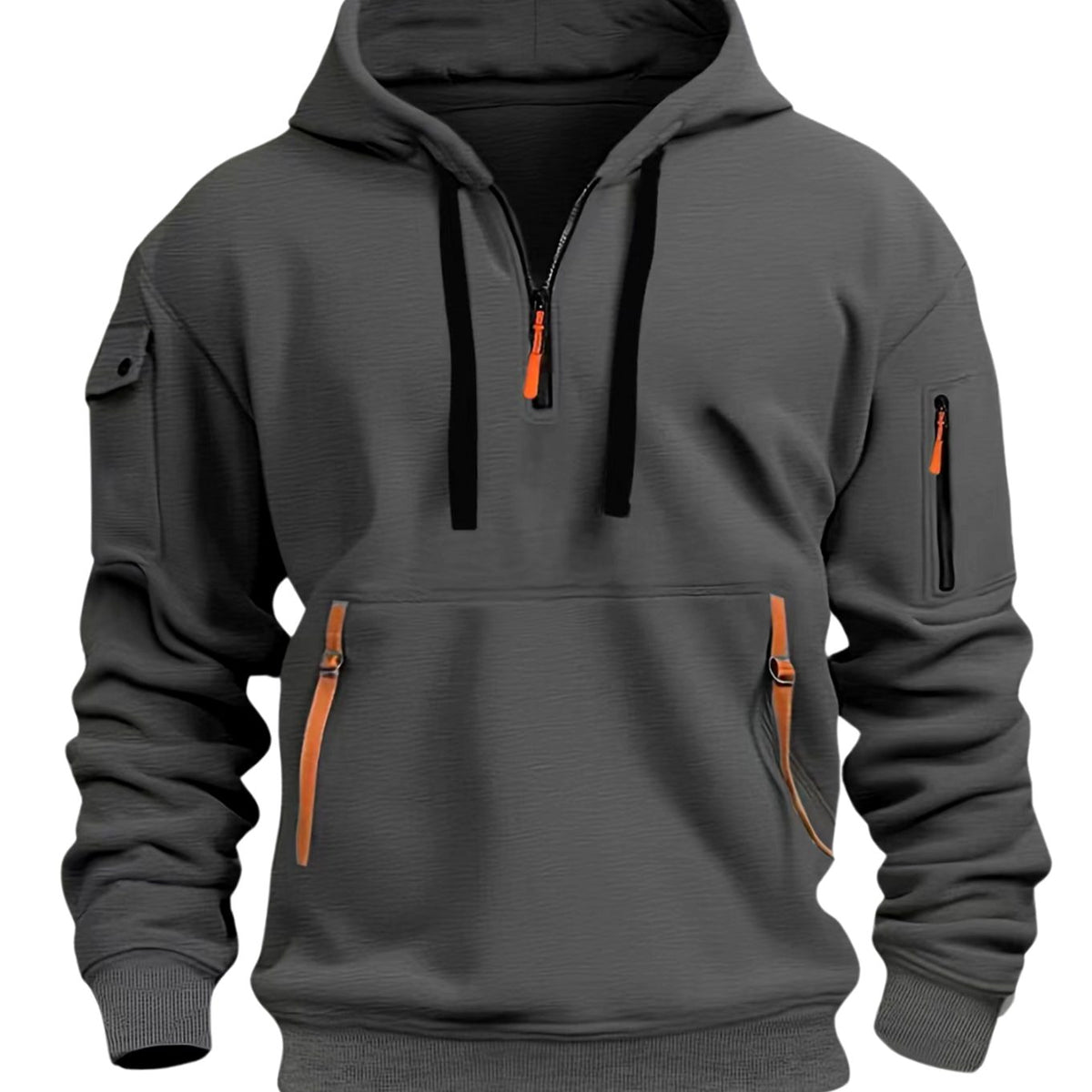 Men's Quarter Zip Hoodie with Utility Pockets