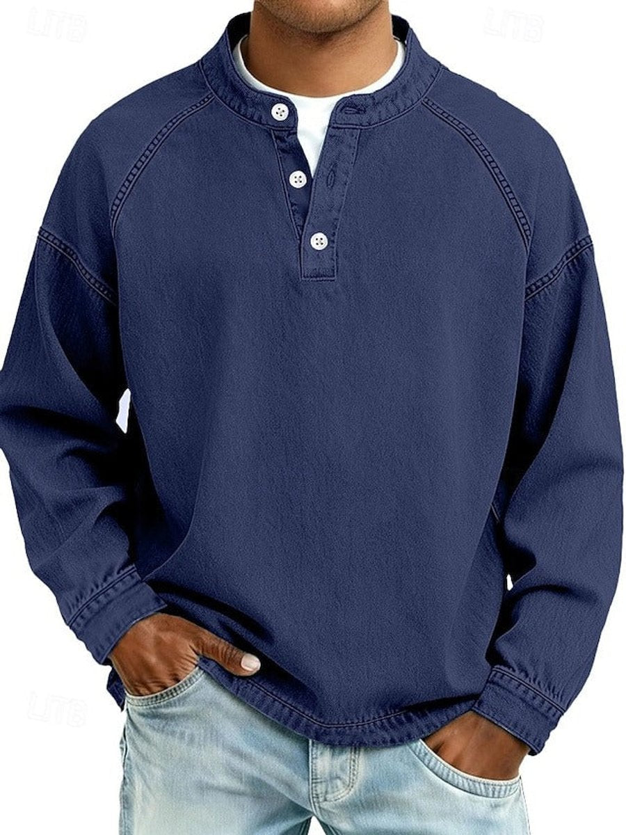 Men's Vintage Washed Henley Raglan Sweatshirt