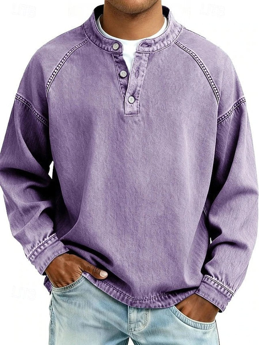 Men's Vintage Washed Henley Raglan Sweatshirt