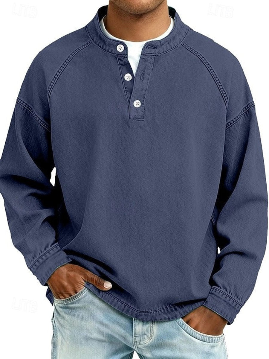 Men's Vintage Washed Henley Raglan Sweatshirt
