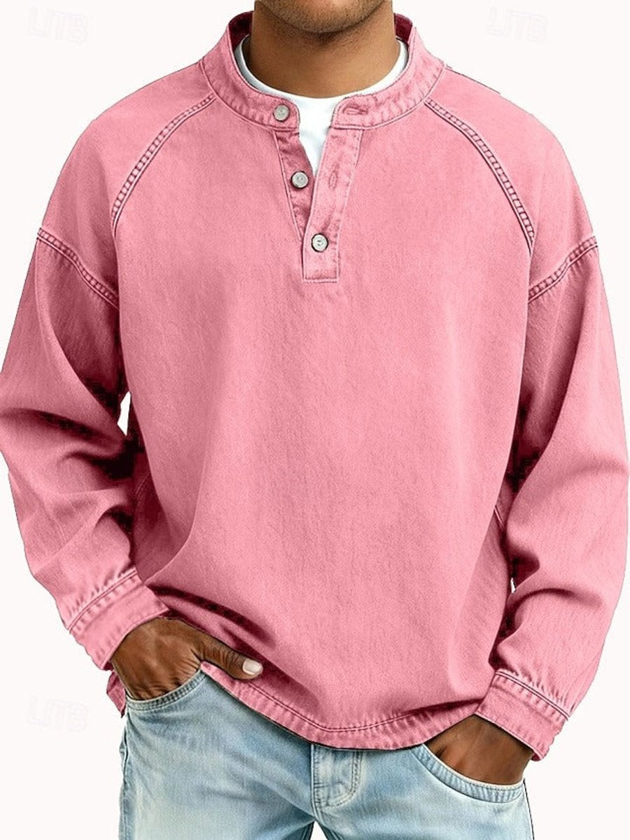 Men's Vintage Washed Henley Raglan Sweatshirt