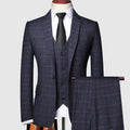 Men's Windowpane Check Three-Piece Suit