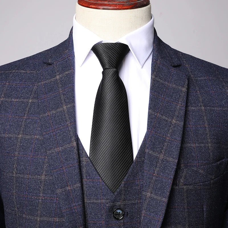 Men's Windowpane Check Three-Piece Suit