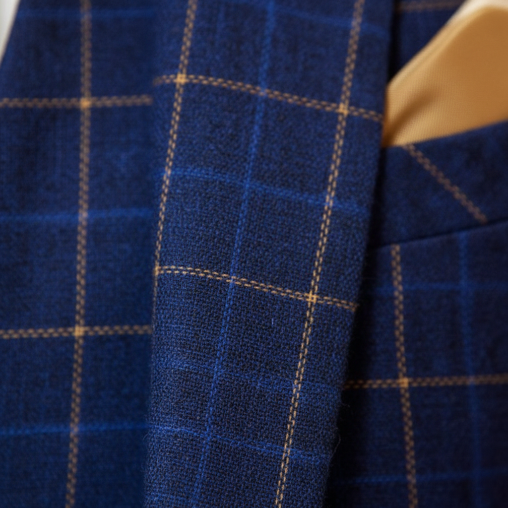 Men's Windowpane Plaid Three-Piece Suit
