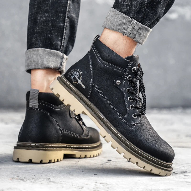 Men's Lace-Up Work Boots with Lug Sole